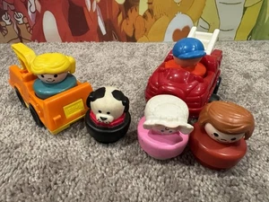 Fisher Price Chunky Little People Figures Cars Vehicles Vintage 1990s Lot of 7 - Picture 1 of 3