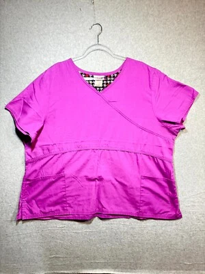 Pulôver Scrubstar Scrub Top Feminino 3XL Rosa Forrado Decote V Bolsos Manga Curta - Imagem 1 de 4