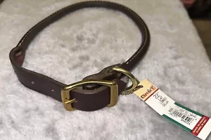 Coastal Circle T Brown Leather Round Dog Collar 1X22in Made in the USA 2208B NWT - Picture 1 of 5