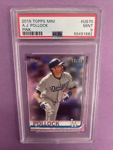 2019 Topps Mini A.J. Pollock #US70 PINK 25/25 PSA 9 MINT #1682 - Picture 1 of 3