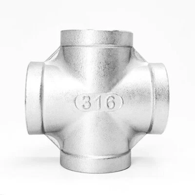 Stainless Steel 316 Fittings  1/8"-4"  4-Way Female Cross Thread BSPP - Image 1 of 3