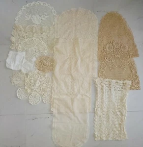  Lot of 17 Hand Crochet Doilies Vintage  RUNNER OVAL, RECTANGLE R Shape 51" Long - Picture 1 of 9