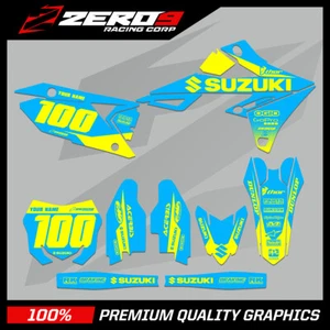 Kit de gráficos personalizado MX: SUZUKI RM RMZ 125 - 450 - BLOQUE OLY-BLU/YEL-F - Imagen 1 de 6