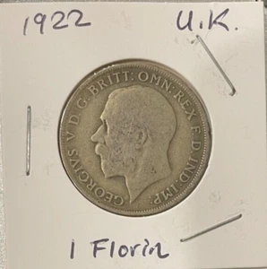 1922 GREAT BRITAIN - George V - Silver Florin - Foreign Silver Coin - Picture 1 of 2