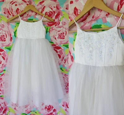 OLEG CASSINI David's Bridal lace bead tulle flower girl Pageant princess dress - Image 1 of 4