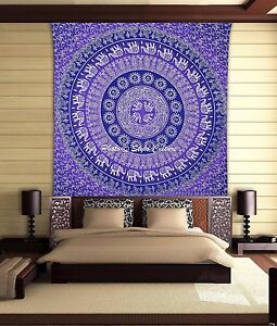 Bohemian Queen Decor Bedspread Mandala Tapestry Indian Wall Hanging Bedding 