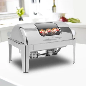 14.26QT Buffet Chafing Dish Set Stainless Steel Chafer Roll Top Food Warmer NEW - Picture 1 of 20