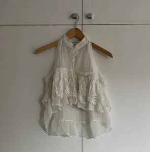 Alice McCall Top Size AU 4 US 0 White Crochet Crop Halter Tank Coastal Boho - Picture 1 of 13
