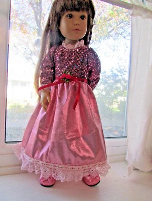 Rosa Glitzer Party Kleid Set Handarbeit passt 18" Kidz N Katzen wie Puppen OOAK - Bild 1 von 4