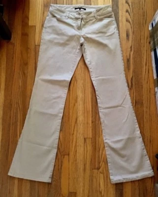 Pantalones de mezclilla THEORY caqui algodón elástico tiro bajo corte bootcut talla 0 Foto 1 de 2