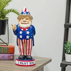 Alpine Corporation Garden Gnome Statue, Red White Blue 12 inches High PolyResin - Picture 1 of 6