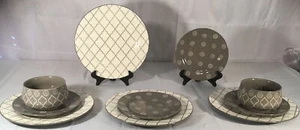 9 piece set of Baum Brothers Moroccan Dinner and Salad Plates and Bowls - Picture 1 of 10
