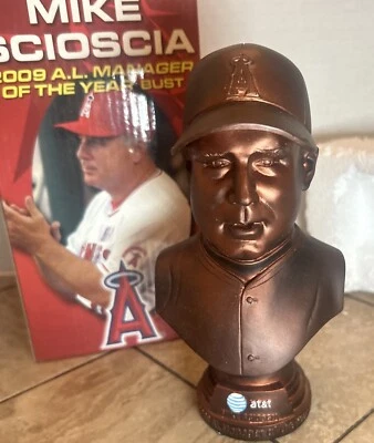 LA Angels SGA Mini Bronze Bust Mike Scioscia 2009 AL Manager of the Year w/ box - Image 1 of 4