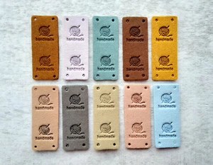 Handgefertigte PU Leder Etiketten Häkeln Stricken Nähen Handwerk Mix N - Bild 1 von 2