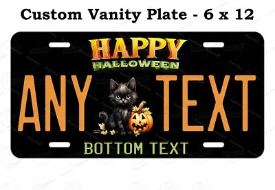 Happy Halloween Cat Pumpkin Customized License Plate Metal Tag ATV Car Bike RV — 第 1/4 张图片