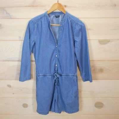 Mameluco J Crew Mercantile para mujer talla 6 azul manga 3/4 cambray bolsillos Foto 1 de 4