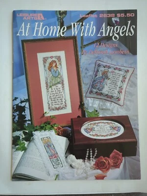Leisure Arts AT HOME WITH ANGELS Cross Stitch Patterns & Instructions 12 Designs - Image 1 of 3