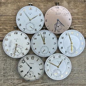 12s Elgin Pocket Watch Movements - Grade 345, 491, 495 - 17, 19 Jewels, Adjusted - Picture 1 of 2