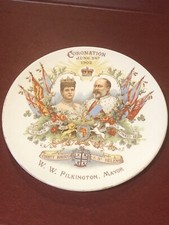 1902 King Edward VII Coronation Tea Pot Stand / Wall Hanging Plate St Helen’s