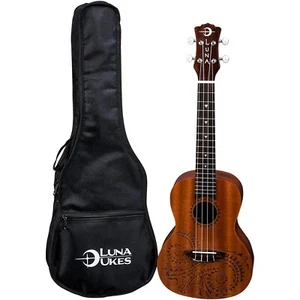 Luna Tattoo Concert Ukelele Mahogany with Gig Bag Satin Natural - NEW - Picture 1 of 3