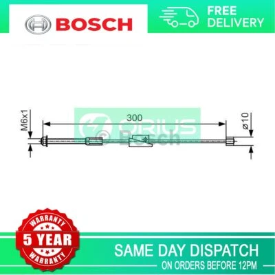 Fits Ford Fiesta 2001-2008 Fusion 2002-2012 Bosch Front Centre Hand Brake Cable - Изображение 1 из 4