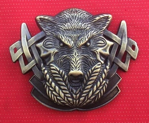 3D WOLF GOTHIC CELTIC TRIBAL BEAR HEAD JEANS GOLD BELT BUCKLE - Picture 1 of 1