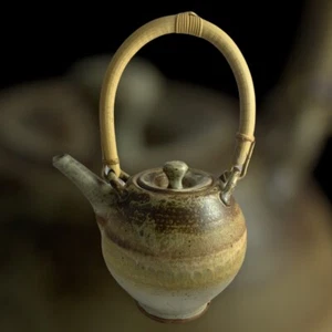 Original One Of A Kind Obranovich Pottery Teapot With Bamboo Handle, Signed - Picture 1 of 12
