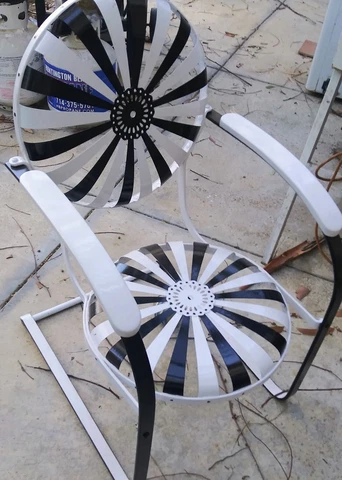 Antique FRANCIOUS CARRE SUNBURST Spring Metal Petite Cantilever Garden Armchair Cover
