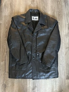 Vintage 90s Excelled Black Leather Blazer Jacket Men’s Large - Picture 1 of 5