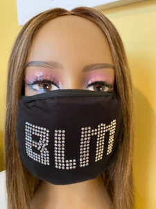 Black Lives Matter Bling Strass Gesichtsmaske klar BLM waschbar - Bild 1 von 9