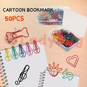 50PCS Multicolor Shaped Paperclips Metal Paper Clip School Office Supplies - Picture 1 of 30