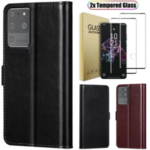 For Samsung S20/Plus/Ultra/FE Case Flip Leather Wallet Cover Screen Protector - Picture 1 of 27