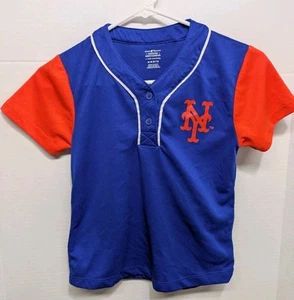 MLB New York Mets Youth Size Medium 7/8 Baseball Jersey Orange Blue Kids Blank - Picture 1 of 4
