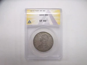 1835 Capped Bust Silver Half Dollar 50c Philadelphia Mint ANACS EF-40 Certified - Picture 1 of 3