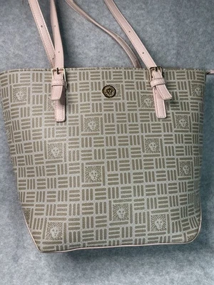 Bolso de Hombro Anne Klein Clásico Logo León Rosa Doble Asas Herrajes Dorados Foto 1 de 4