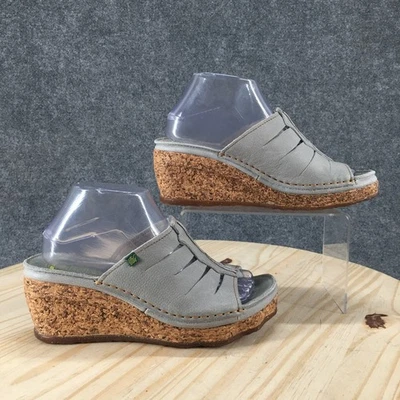 El Naturalista Sandals Womens 39 Slide Wedge Grey Leather Cork Open Toe Casual - Image 1 of 4