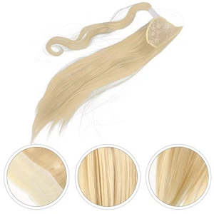 Extensión cola de caballo larga recta 60 cm pieza de cabello sintético envoltura alrededor - Imagen 1 de 11