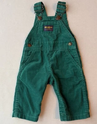 Vtg OshKosh B’Gosh Green Corduroy Vestbak Overalls Baby 3-6 Month Bibs USA Made - Image 1 of 4