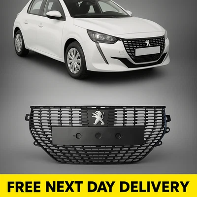 FOR PEUGEOT 208 20 - 23 FRONT BUMPER CENTER GRILLE BLACK / CHROME 9823210080 - Image 1 of 4