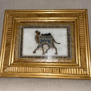 ❤️INDIAN WORK OF ART CAMEL PAINTING ON QUARTZ SLAB 6”x4” READ** - Picture 1 of 5