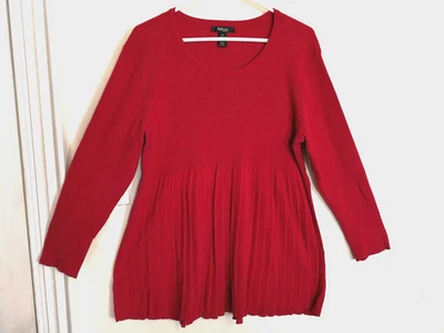Blusa suéter Style & Co para mujer 2X Plus roja acanalada tejida camisa top manga 3/4 Foto 1 de 3