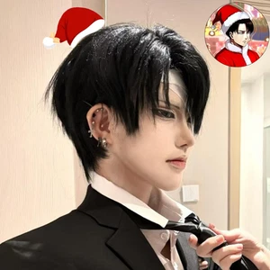 Peluca Toupee Attack on Titan Cosplay Peluca Levi Ackerman Pelo Corto Periwig A - Imagen 1 de 11