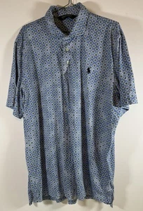 Polo Ralph Lauren Golf Shirt Men’s Size L Sky Blue Classic Diamond Print - Picture 1 of 7
