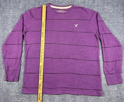 Camisa de manga larga American Eagle vintage talla XL alta rayas moradas y negras Foto 1 de 4