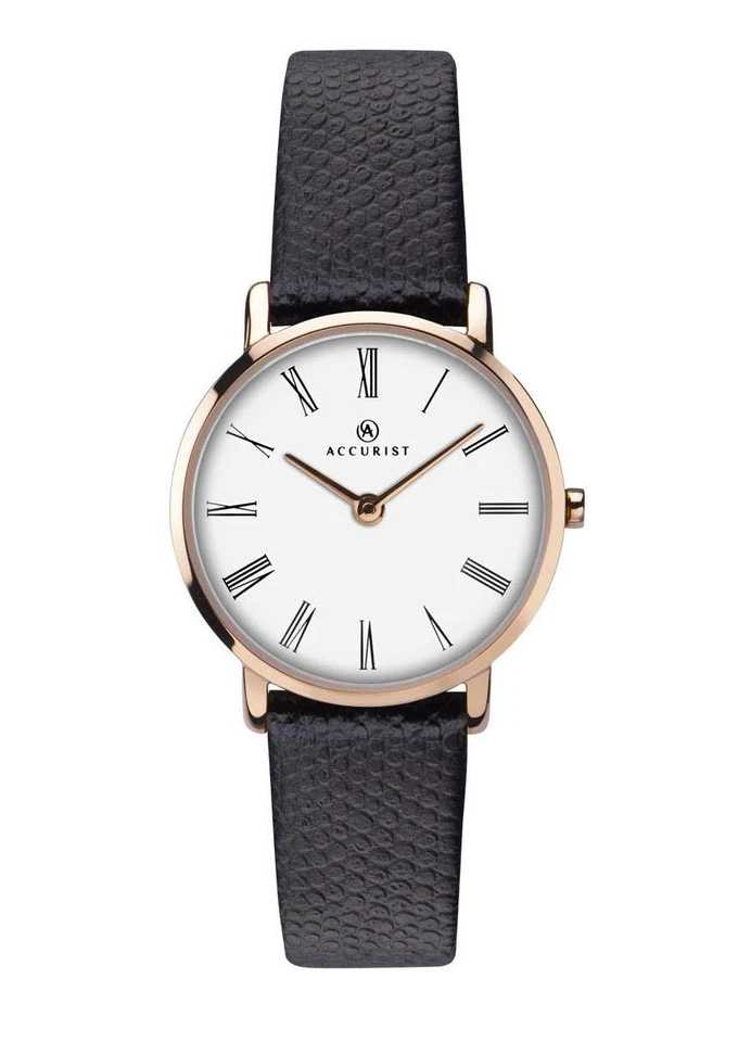 Accurist 8183 Ladies Classic White Dial & Black Leather Strap Watch RRP £94.99 - Image 1 of 1