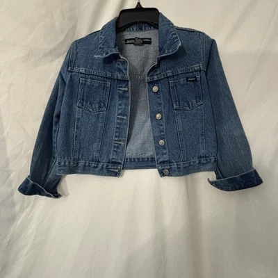 Squeeze Stephen Hardy Denim Jacket Medium Blue Jean Coat Spiral Back Design - Image 1 of 3