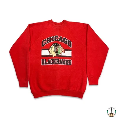 Vintage 1988 Chicago Blackhawks Sweatshirt Mens XL Red USA Hockey NHL Pullover - Image 1 of 4