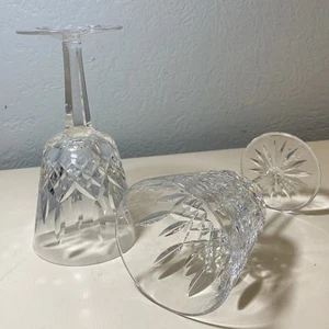 Elegant Pair WATERFORD Crystal LISMORE Claret Wine Glasses Excellent 5 3/4” - Picture 1 of 7