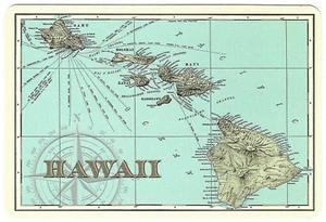 MAPPA DELLE HAWAII Cartolina ISOLE HAWAIANE Maui Lanai OCEANO PACIFICO Rand McNally - Foto 1 di 2