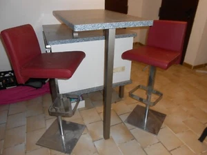 Kücheninsel aus Holz, weiss/grau marmoriert. - Bild 1 von 6